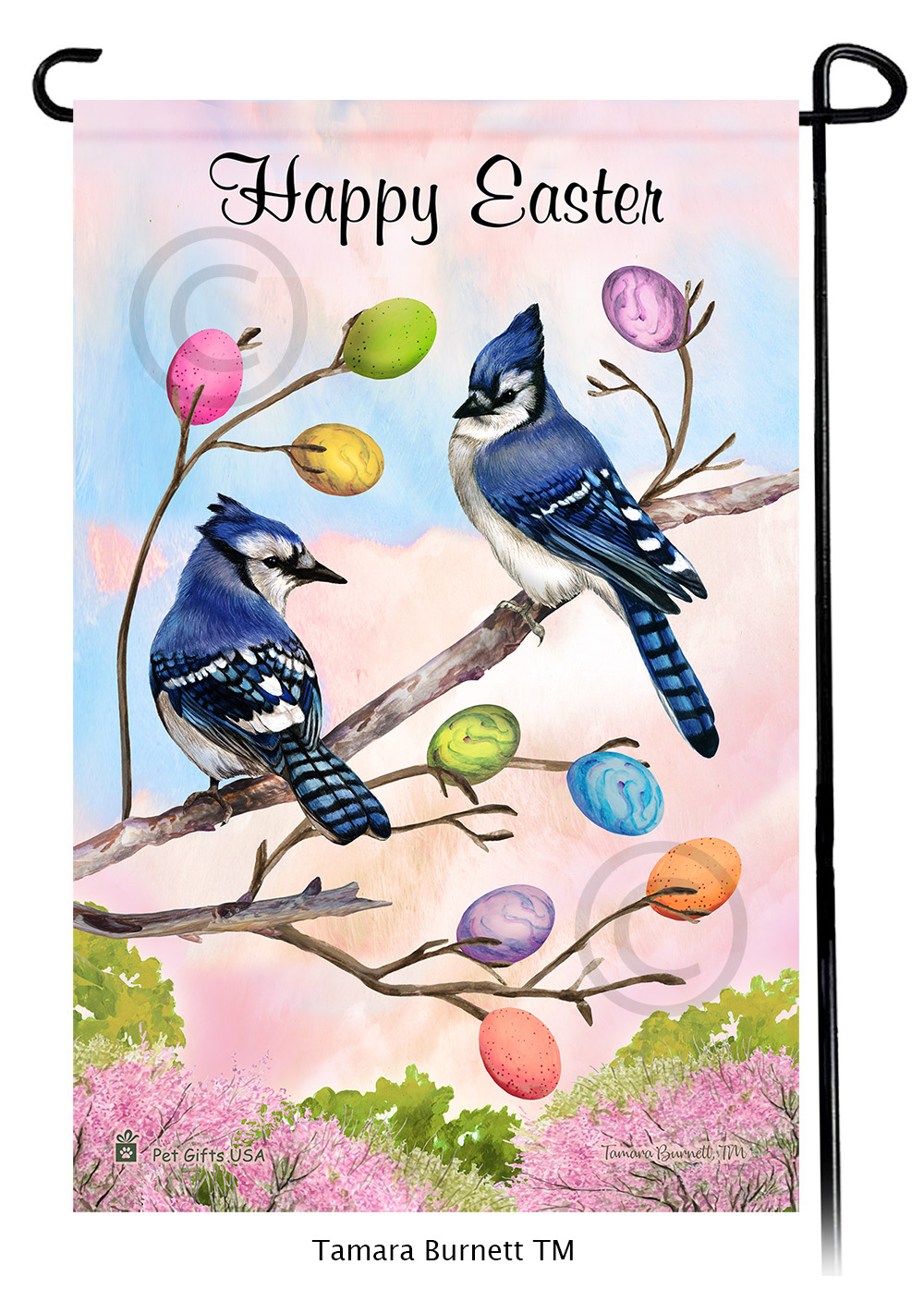 Blue Jay Eastern Happy Easter Garden Flag image