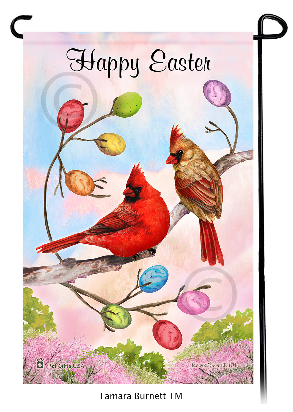 Cardinal Northern Happy Easter Garden Flag image