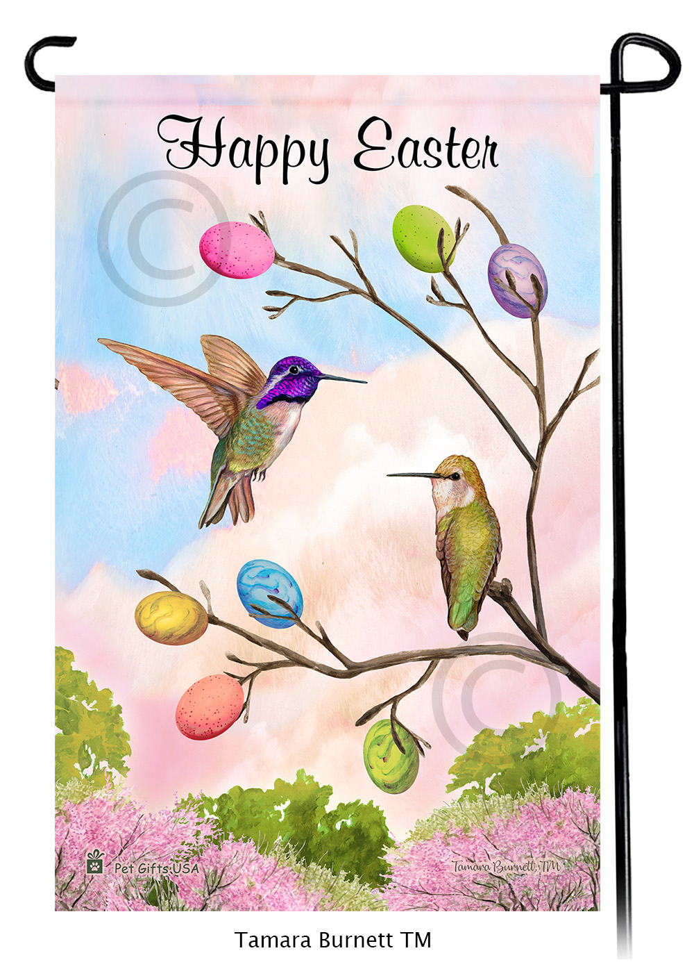 Hummingbird Costas Happy Easter Garden Flag image