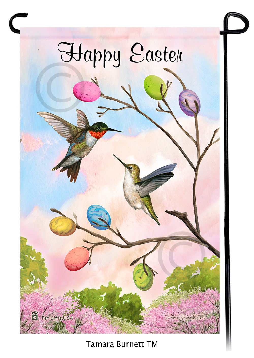 Hummingbird Ruby Throated Happy Easter Garden Flag image