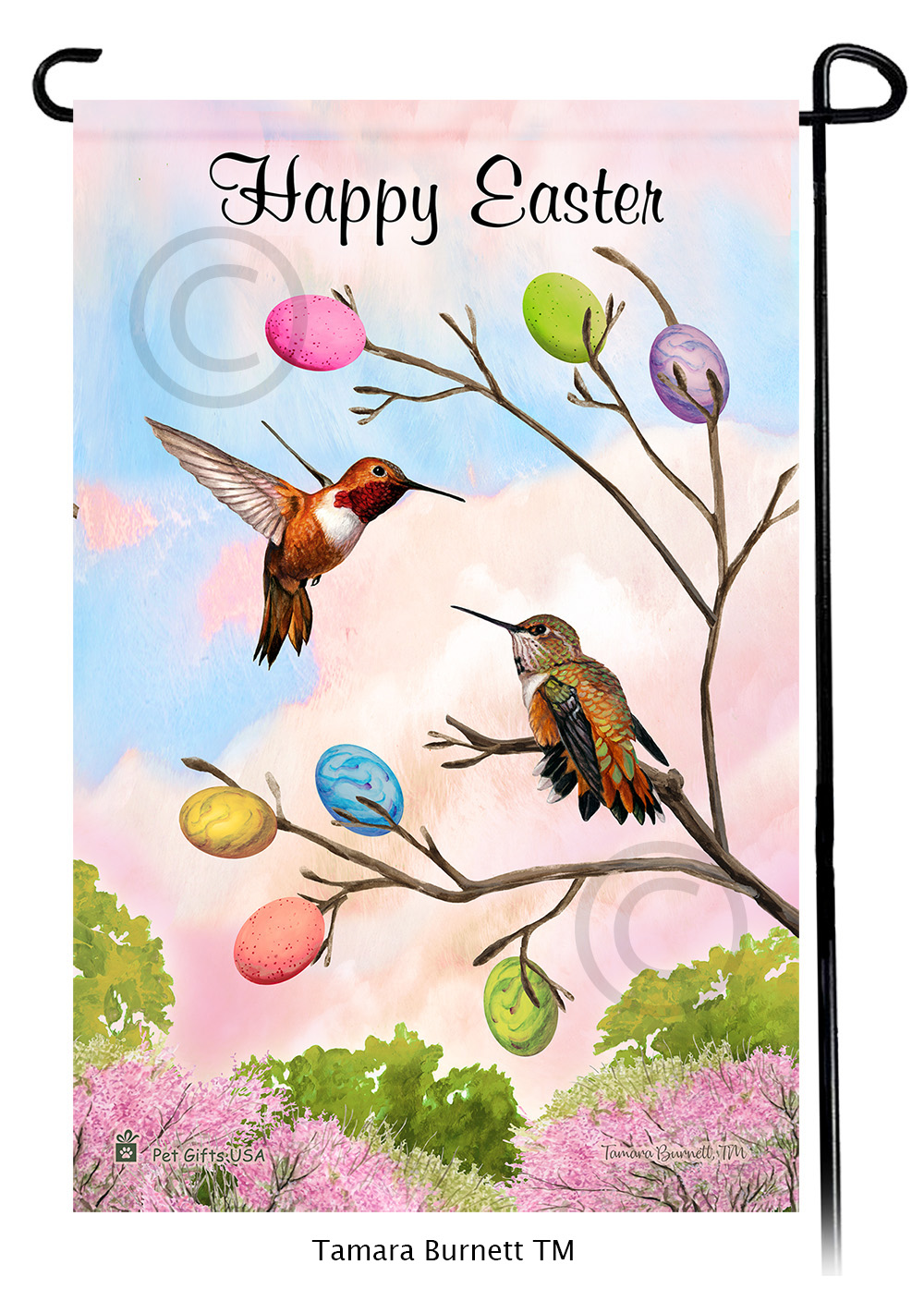 Hummingbird Rufous Happy Easter Garden Flag image