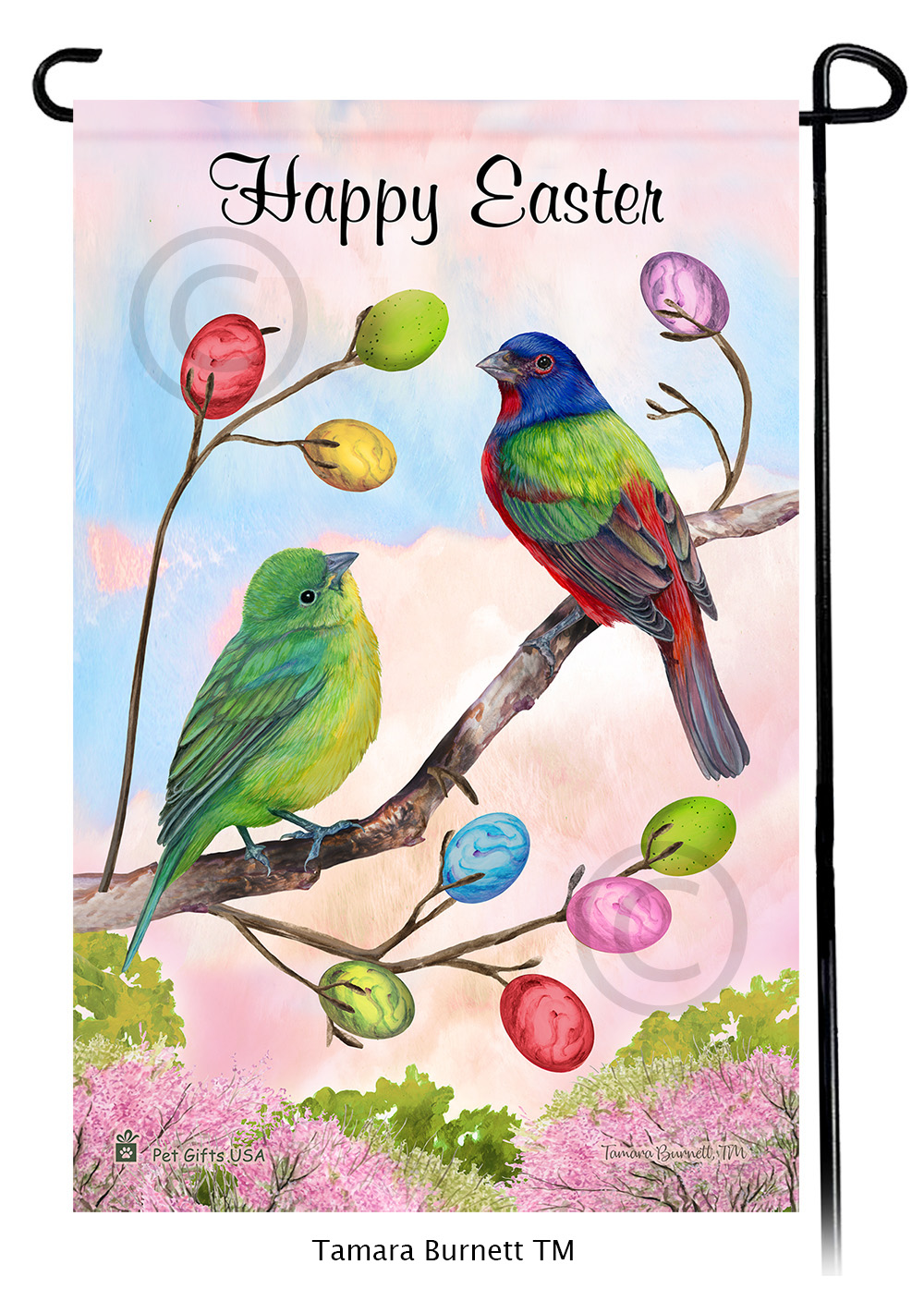 Painted Bunting Happy Easter Garden Flag image