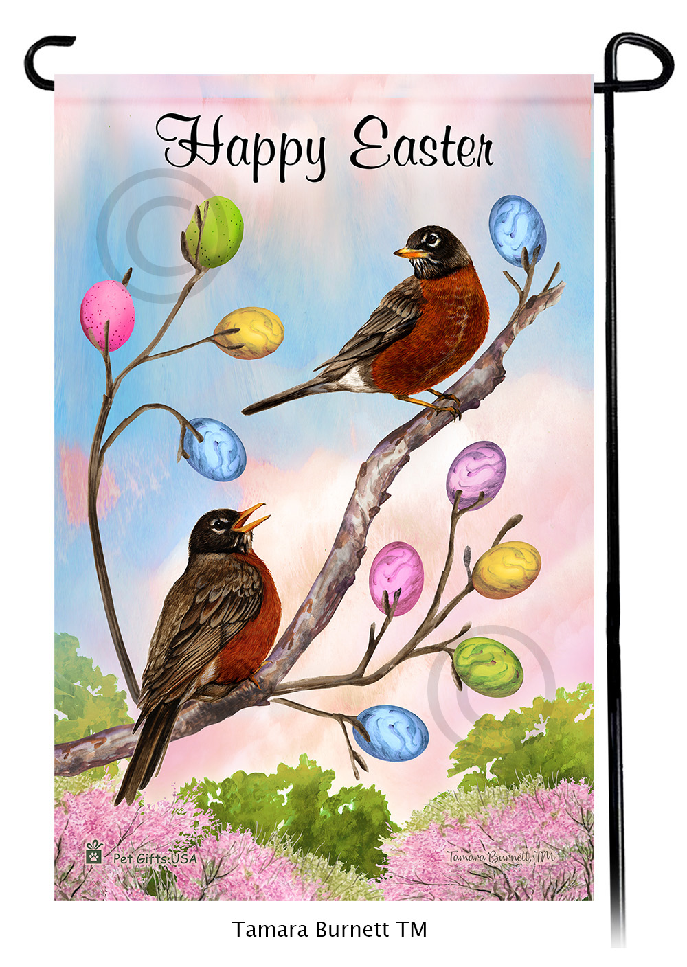 Robin American Happy Easter Garden Flag image