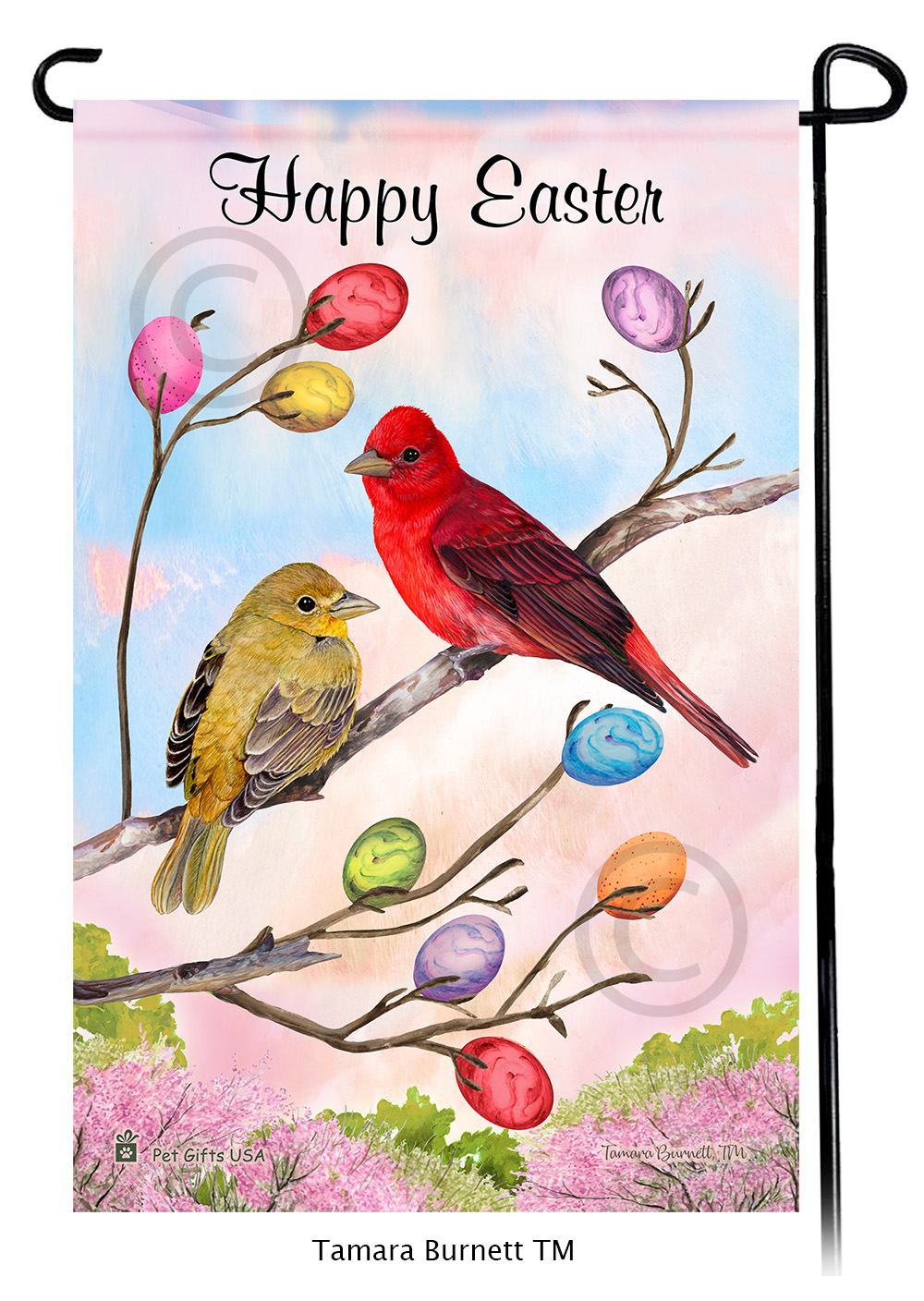 Summer Tanager Happy Easter Garden Flag image