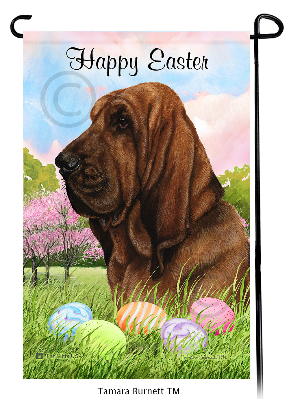 Bloodhound  Happy Easter Garden Flag image