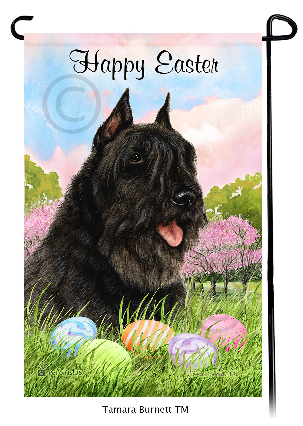 Bouvier Black  Happy Easter Garden Flag image