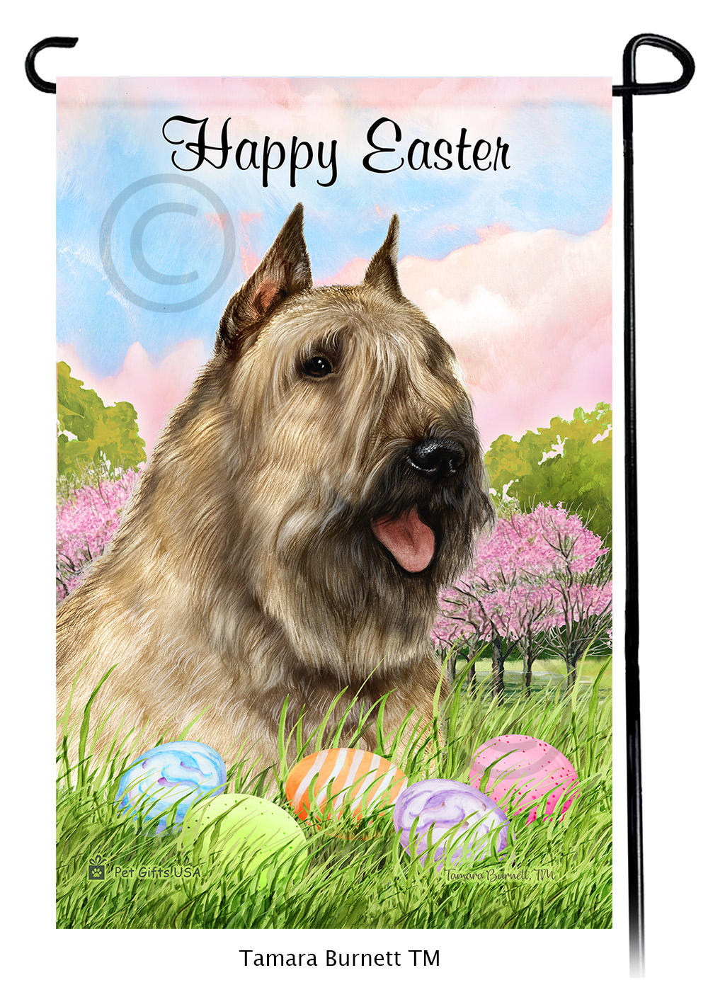 Bouvier Wheaten Happy Easter Garden Flag image