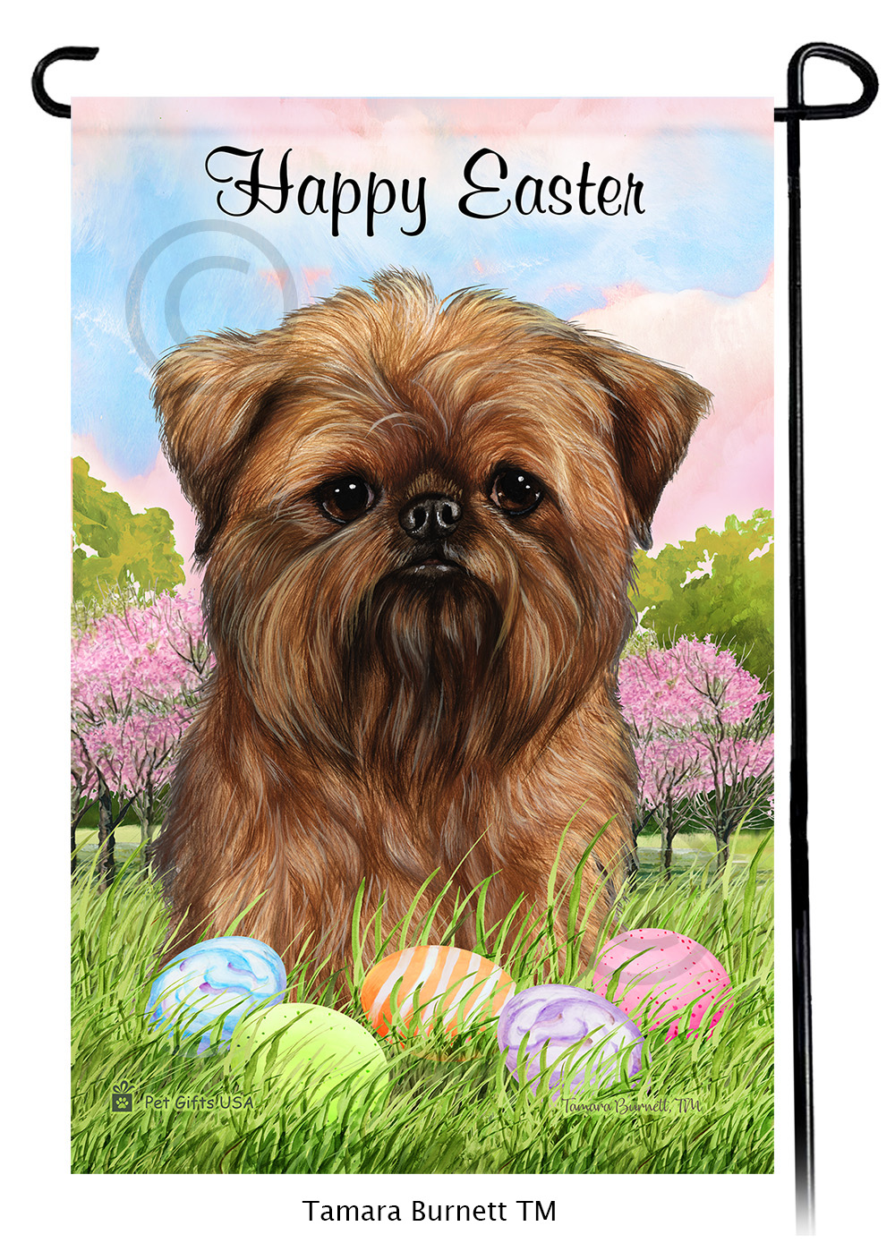 Brussels Griffon  Happy Easter Garden Flag image