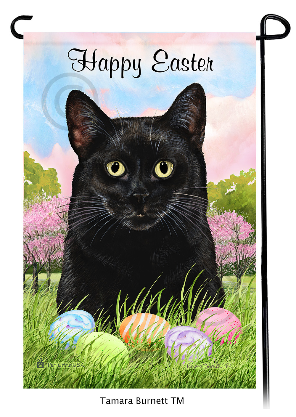 Black Cat Style 2 Happy Easter Garden Flag image