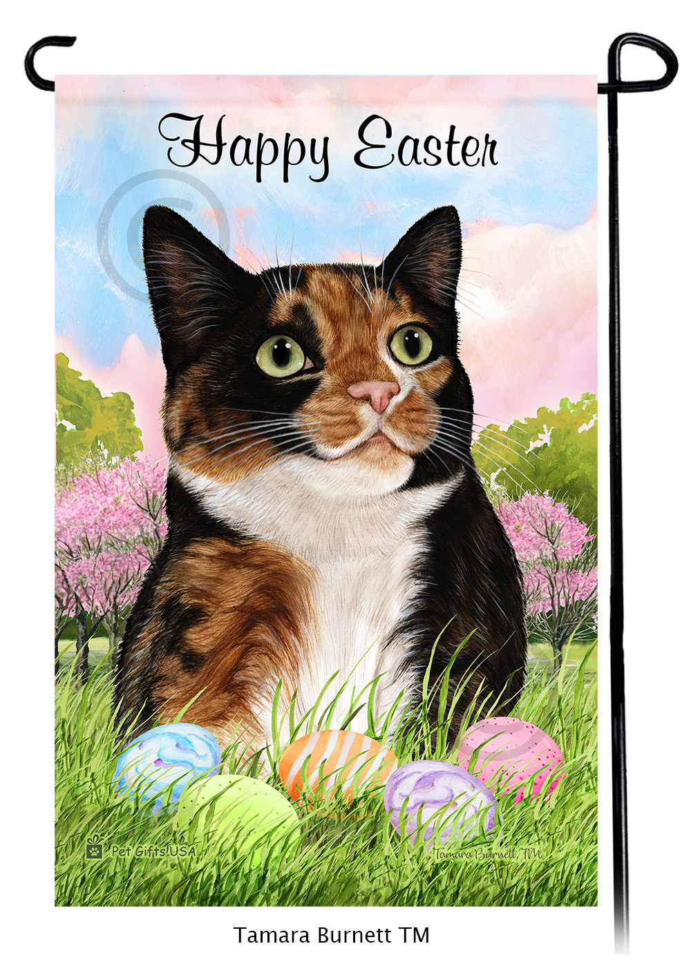 Calico Happy Easter Garden Flag image