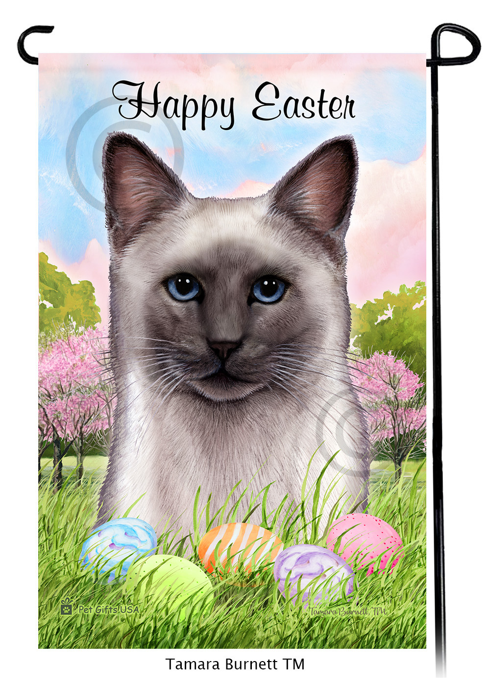 Siamese Blue Point Happy Easter Garden Flag image