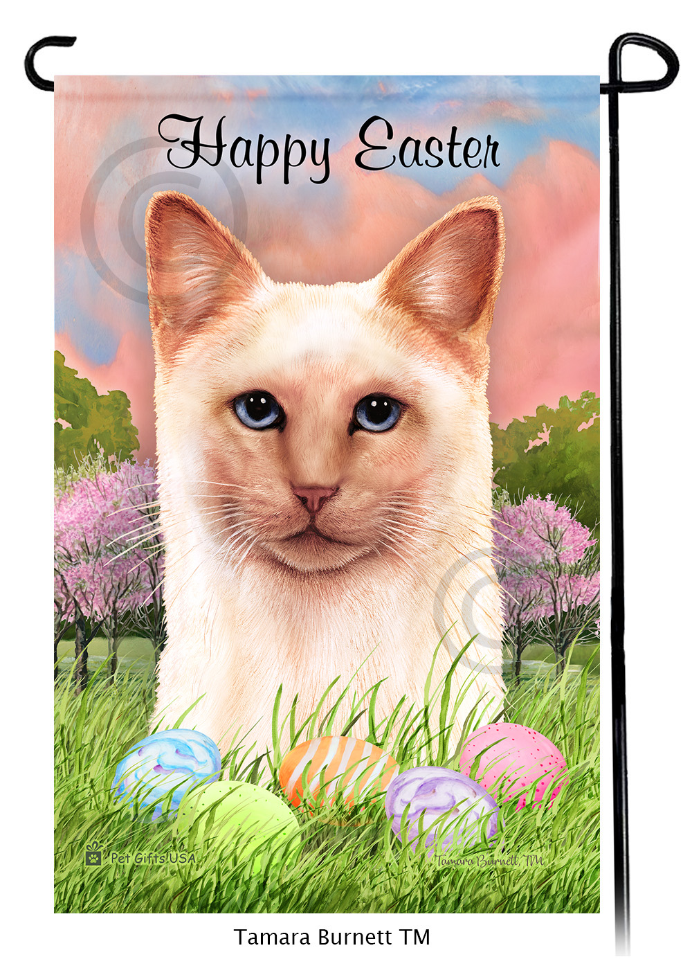 Siamese Flame Point Happy Easter Garden Flag image