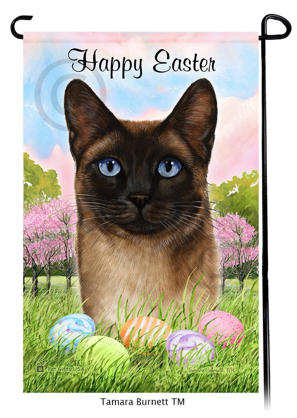 Siamese Seal Point Happy Easter Garden Flag image