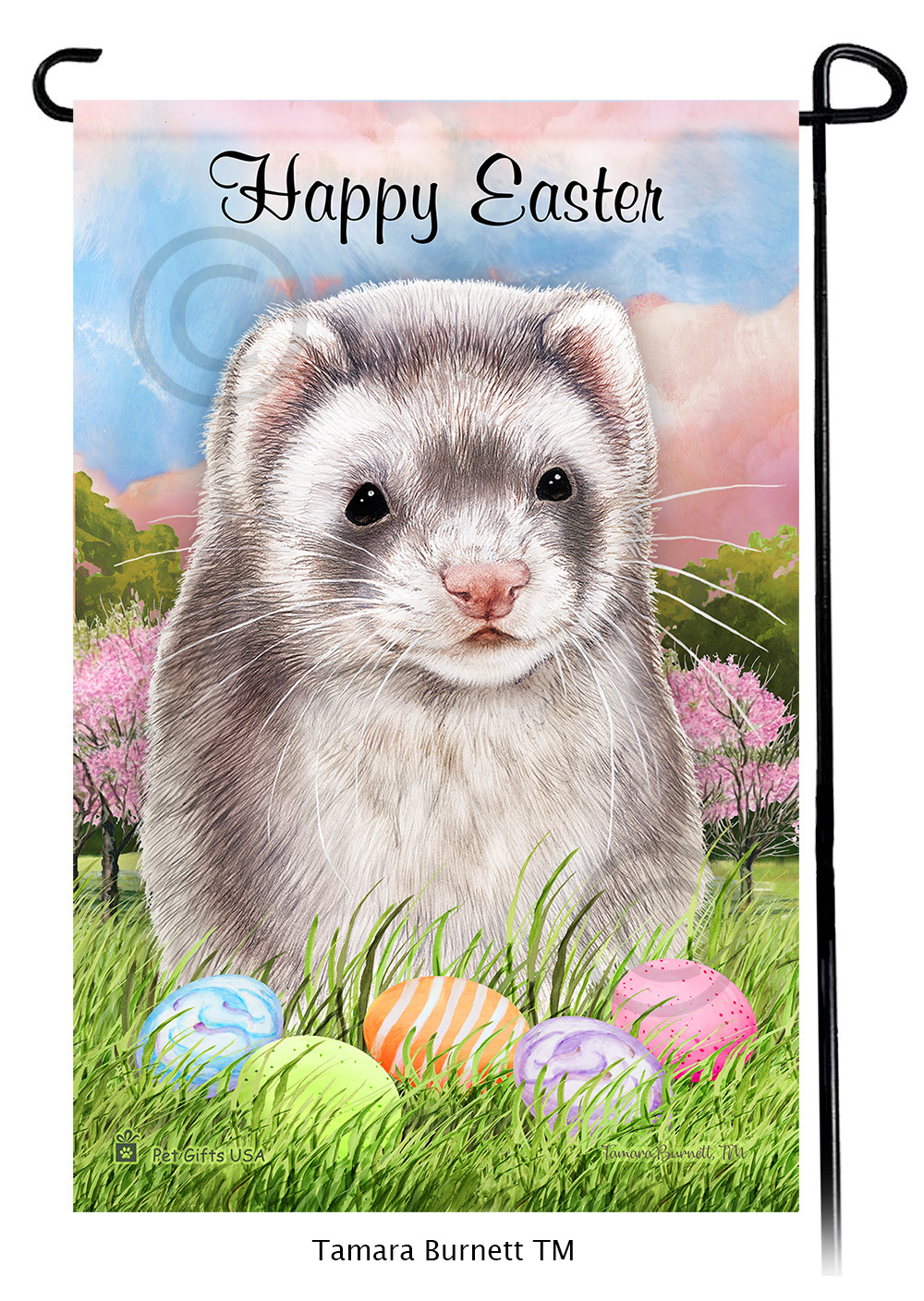 Ferret Silver Sable Happy Easter Garden Flag image Ferret Silver Sable Happy Easter Garden Flag image
