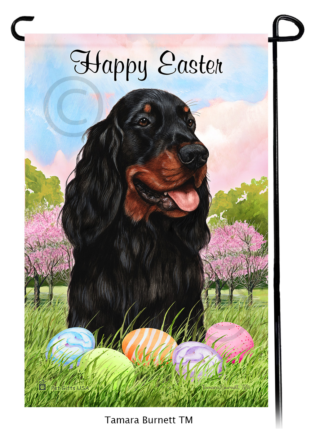 Gordon Setter  Happy Easter Garden Flag image