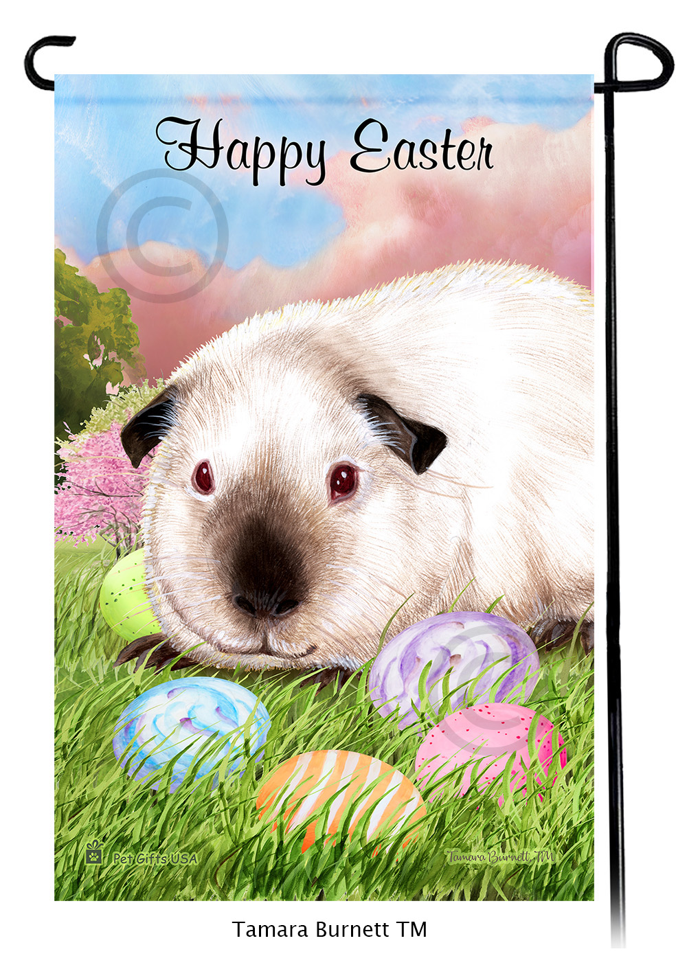 Guinea Pig Himalayan Happy Easter Garden Flag image Guinea Pig Himalayan Happy Easter Garden Flag image
