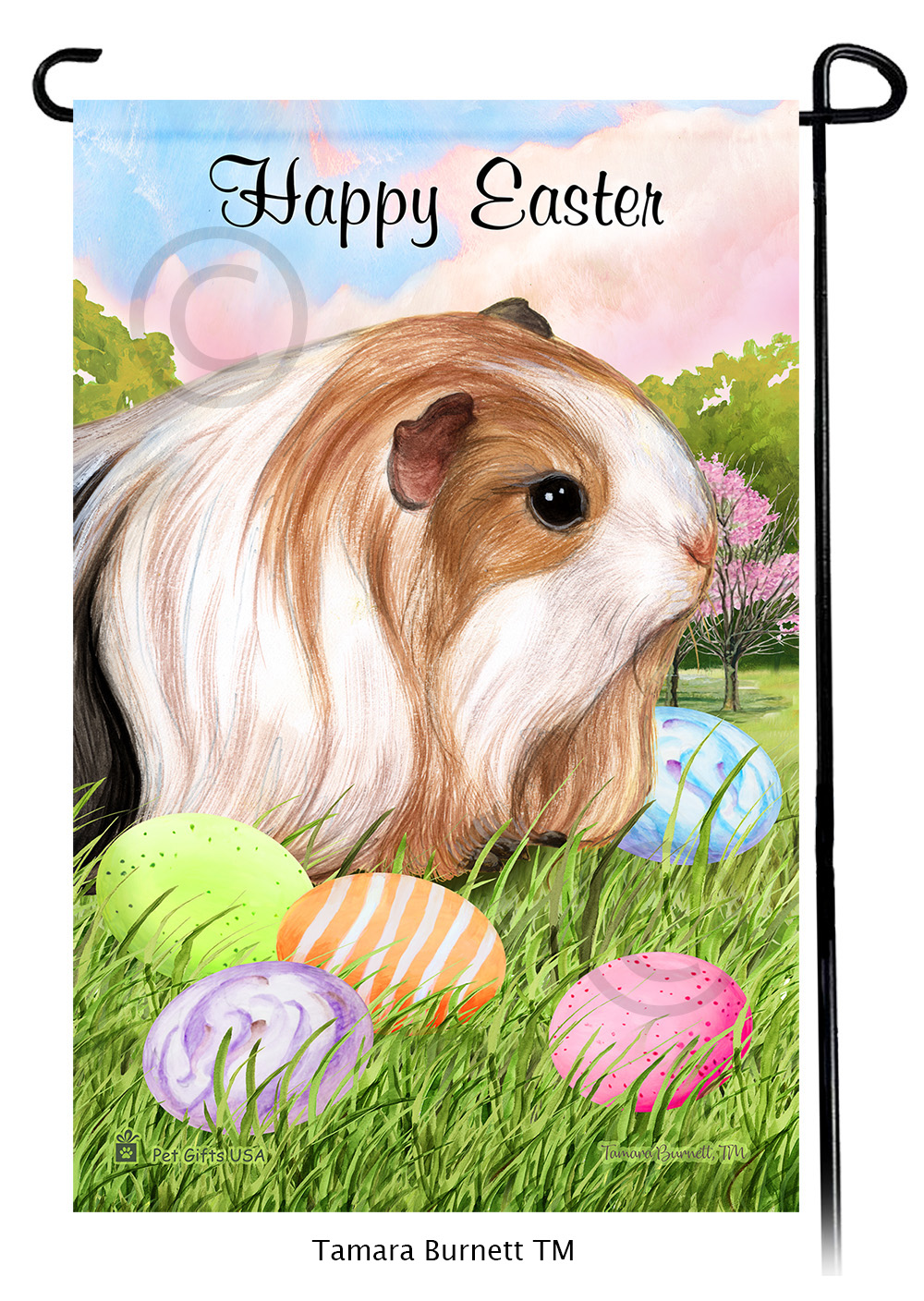 Guinea Pig Silkie Happy Easter Garden Flag image Guinea Pig Silkie Happy Easter Garden Flag image