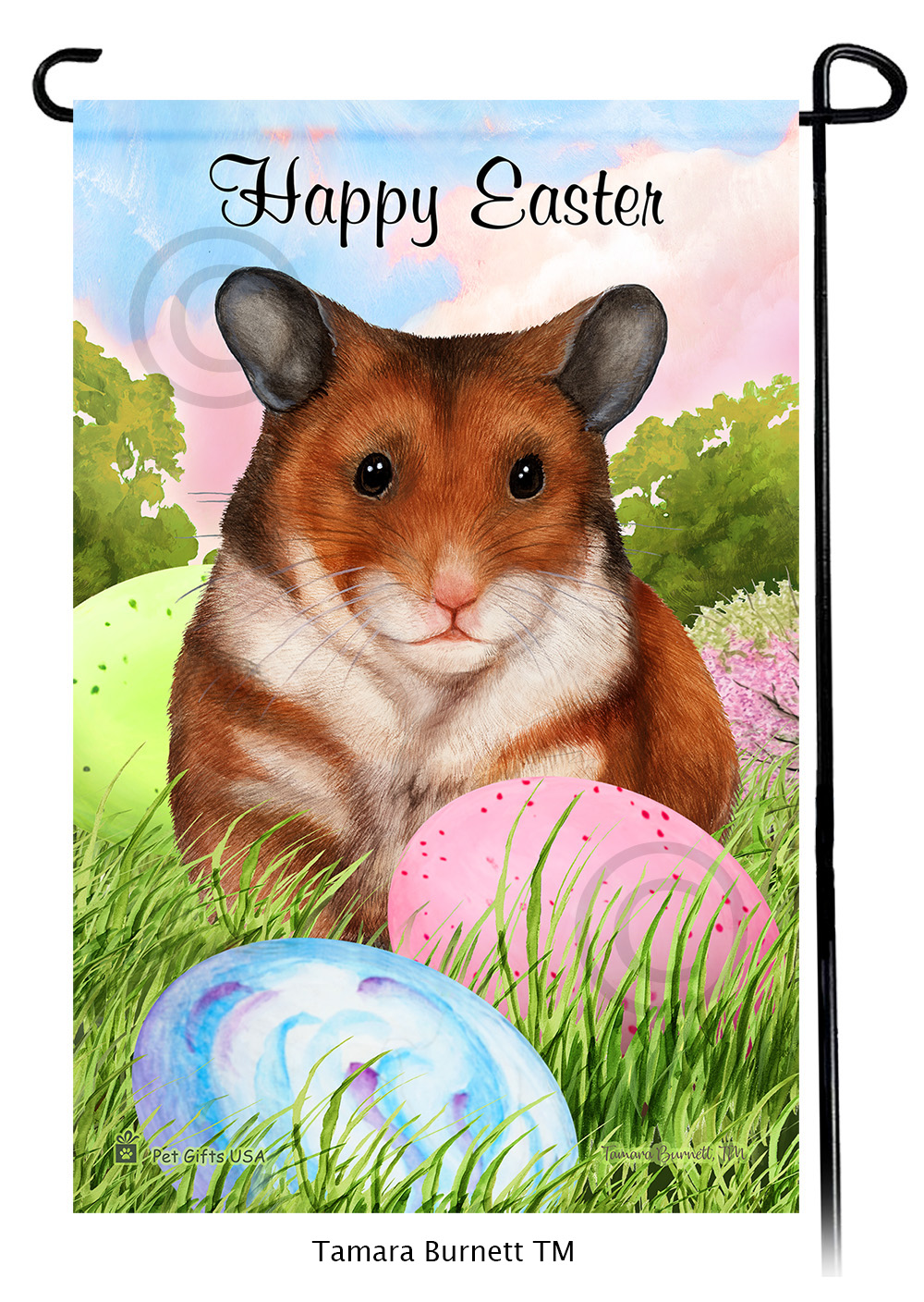 Hamster Golden Happy Easter Garden Flag image Hamster Golden Happy Easter Garden Flag image