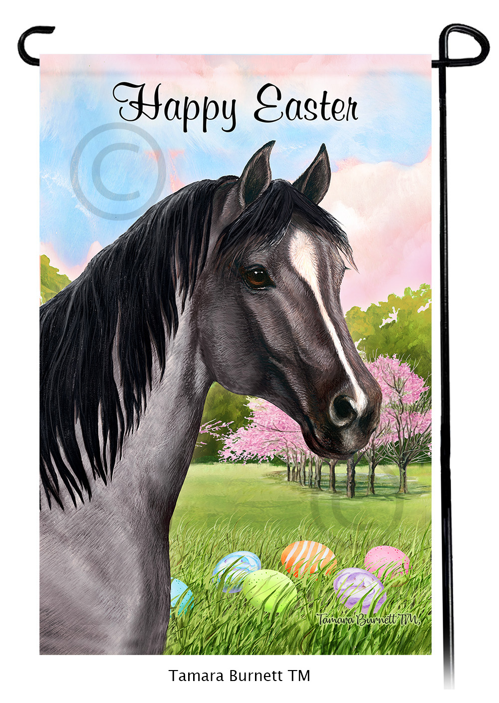 Quarter Horse Blue Roan Happy Easter Garden Flag image