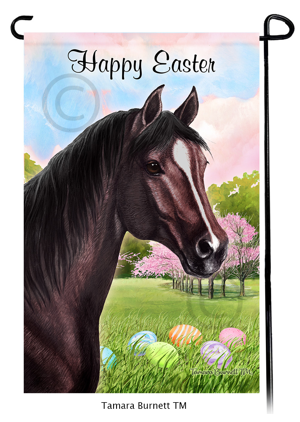 Quarter Horse Brown Happy Easter Garden Flag image