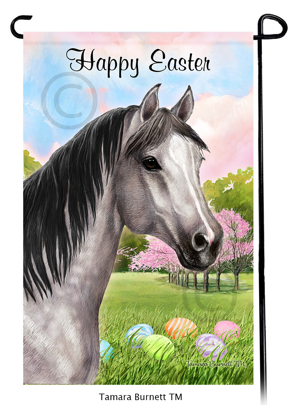 Quarter Horse Grey Happy Easter Garden Flag image