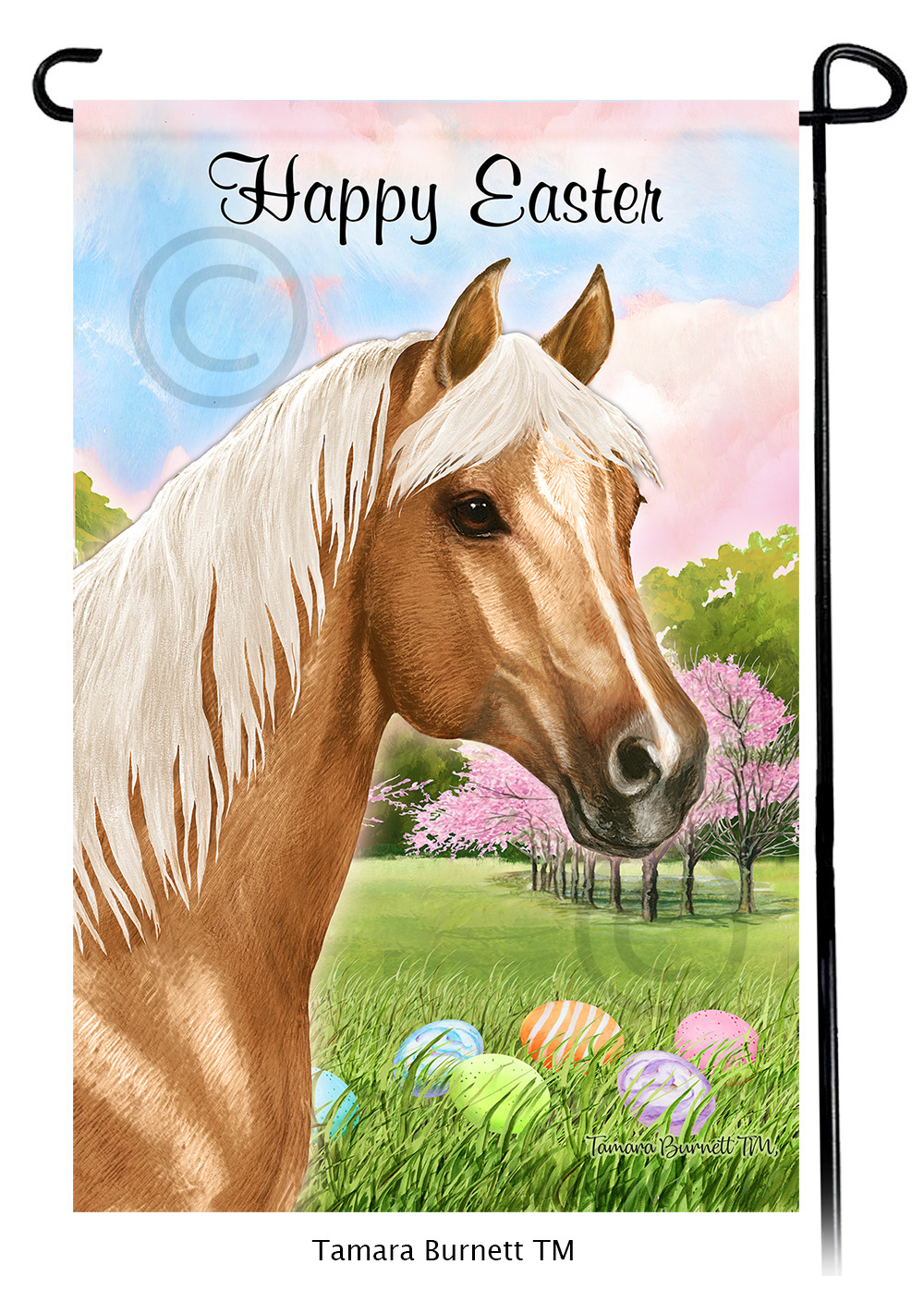 Quarter Horse Palomino Happy Easter Garden Flag image