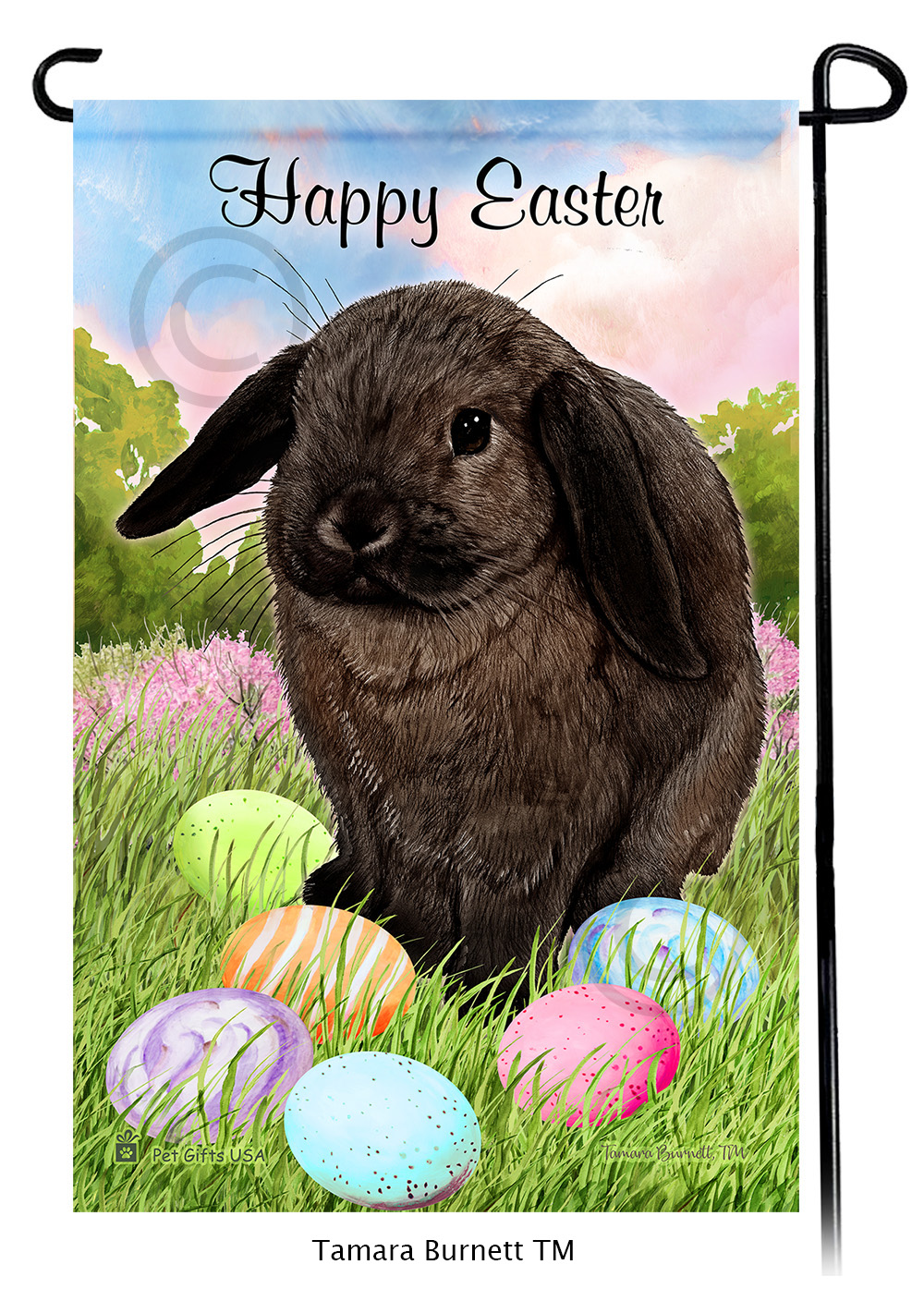 Rabbit Mini Lop Sable Happy Easter Garden Flag image