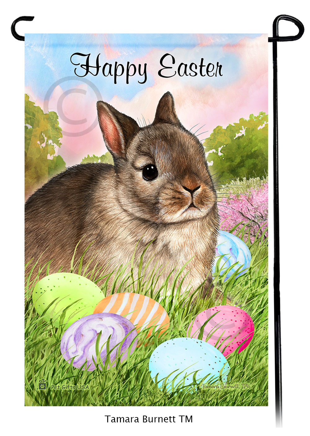 Rabbit Netherland Dwarf Agouti Happy Easter Garden Flag image