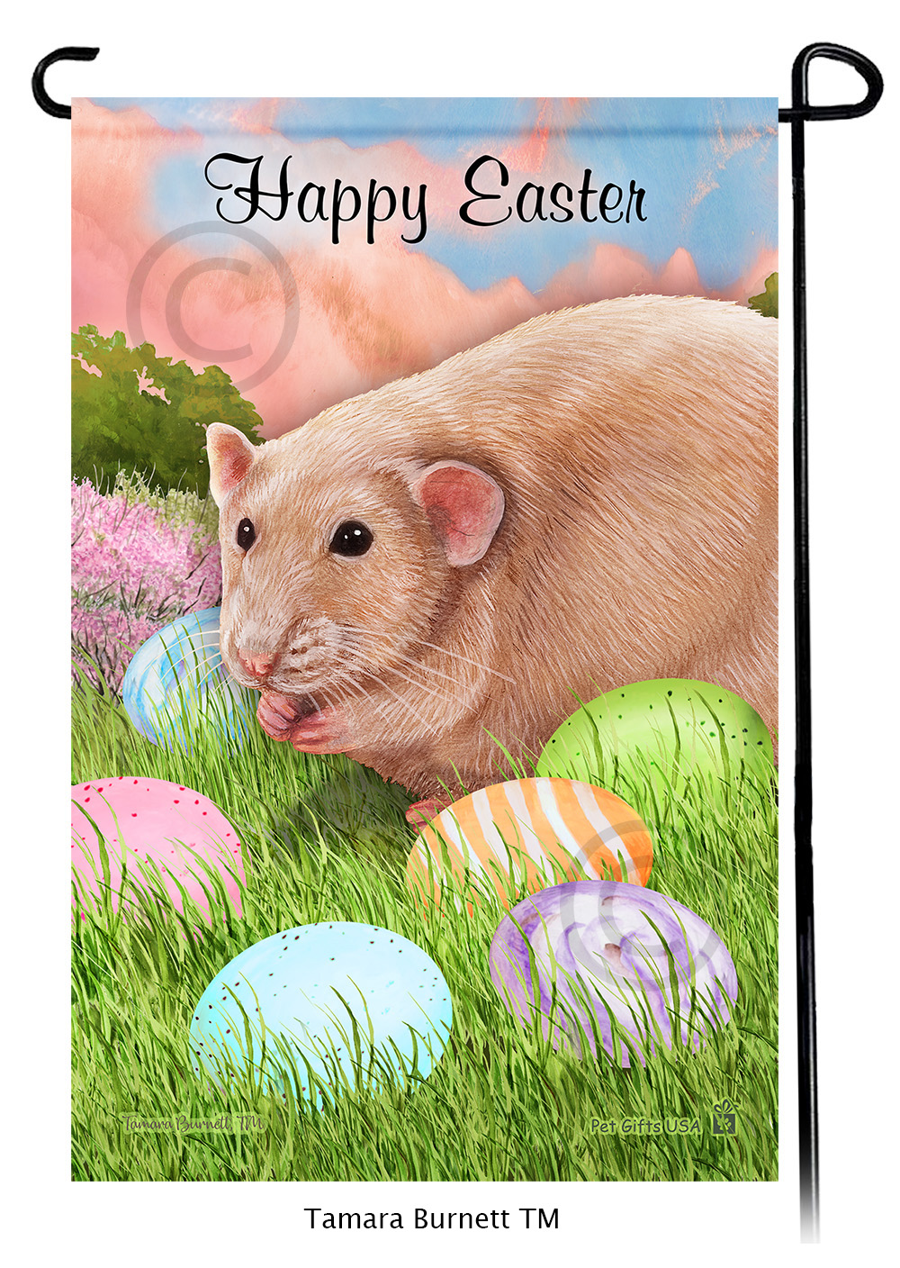 Rat Light Cream Solid Happy Easter Garden Flag image