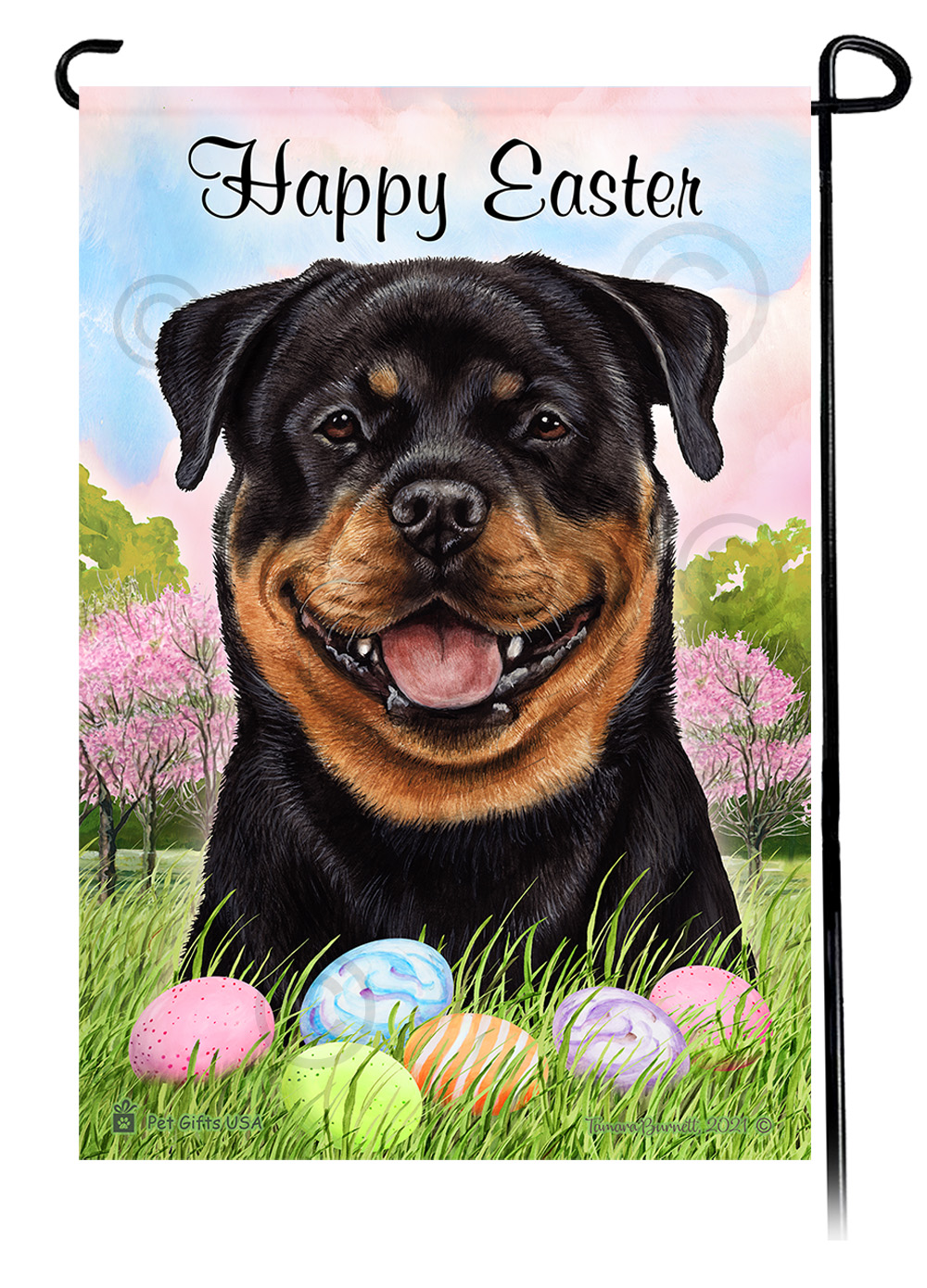 Rottweiler Happy Easter Garden Flag image
