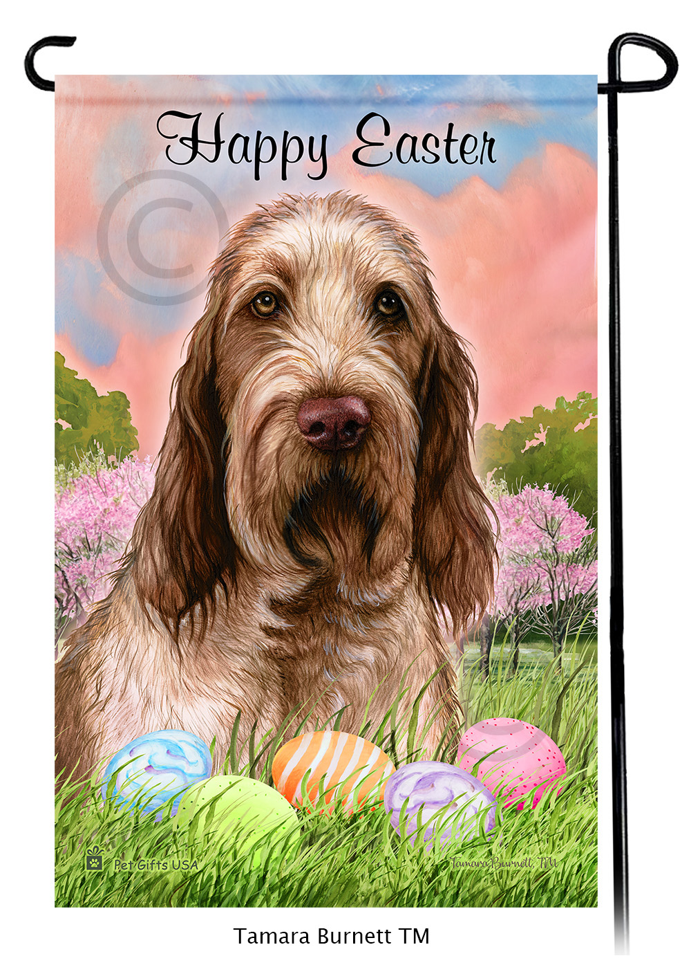 Spinone Italiano Brown Roan Happy Easter Garden Flag image
