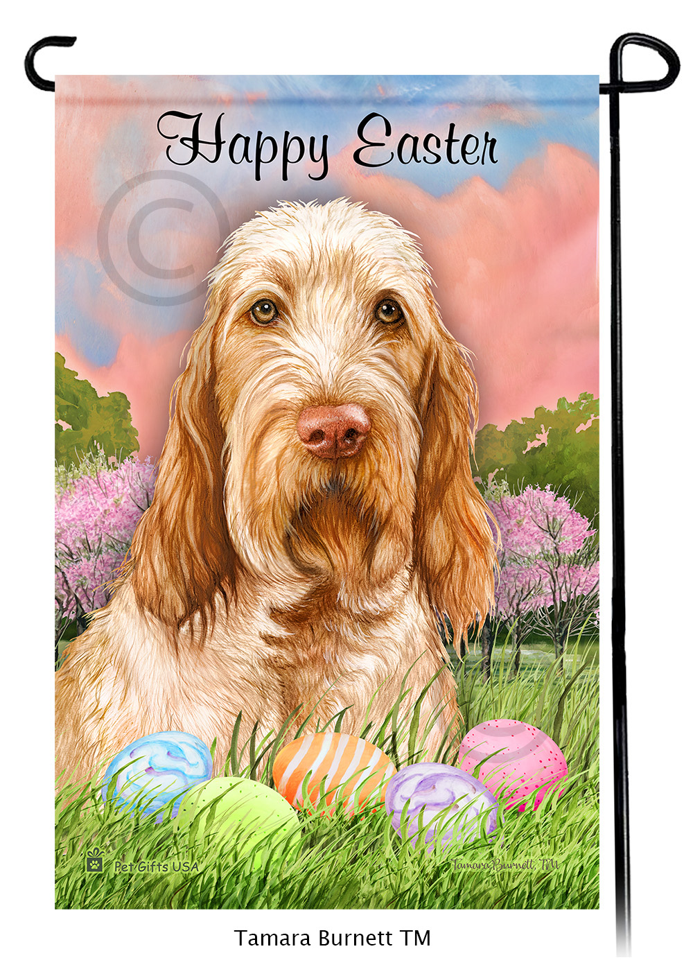 Spinone Italiano Orange Roan Happy Easter Garden Flag image Spinone Italiano Orange Roan Happy Easter Garden Flag image