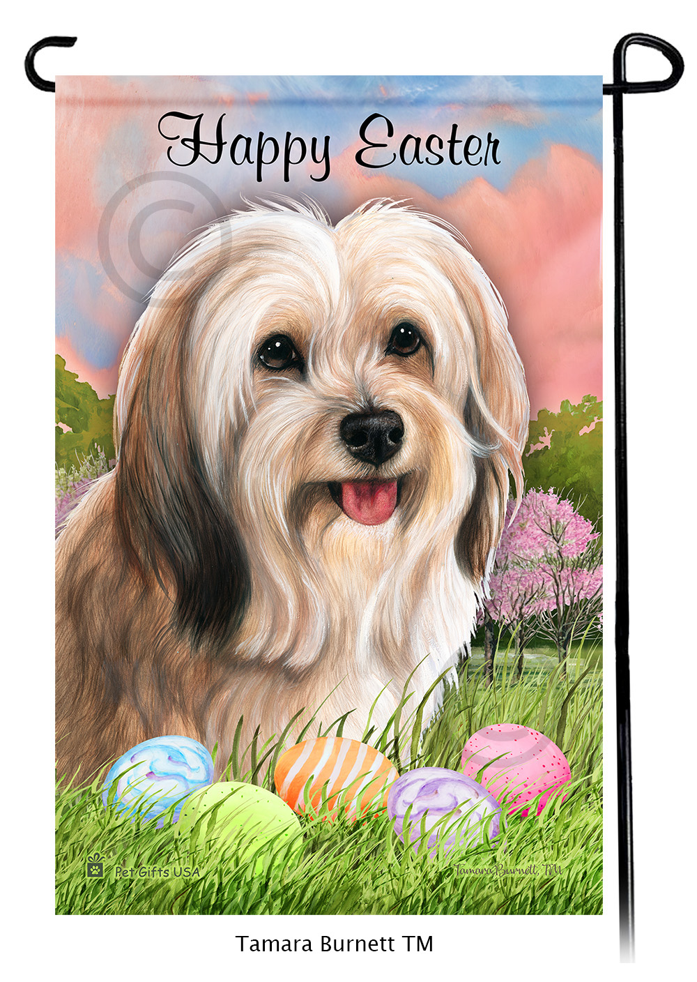 Tibetan Terrier Cream Sable  Happy Easter Garden Flag image