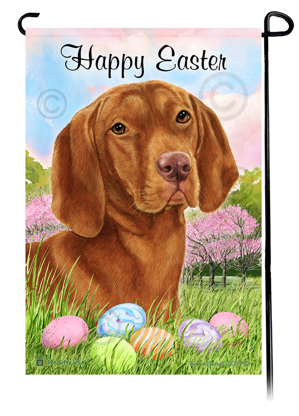 Vizsla Happy Easter Garden Flag image