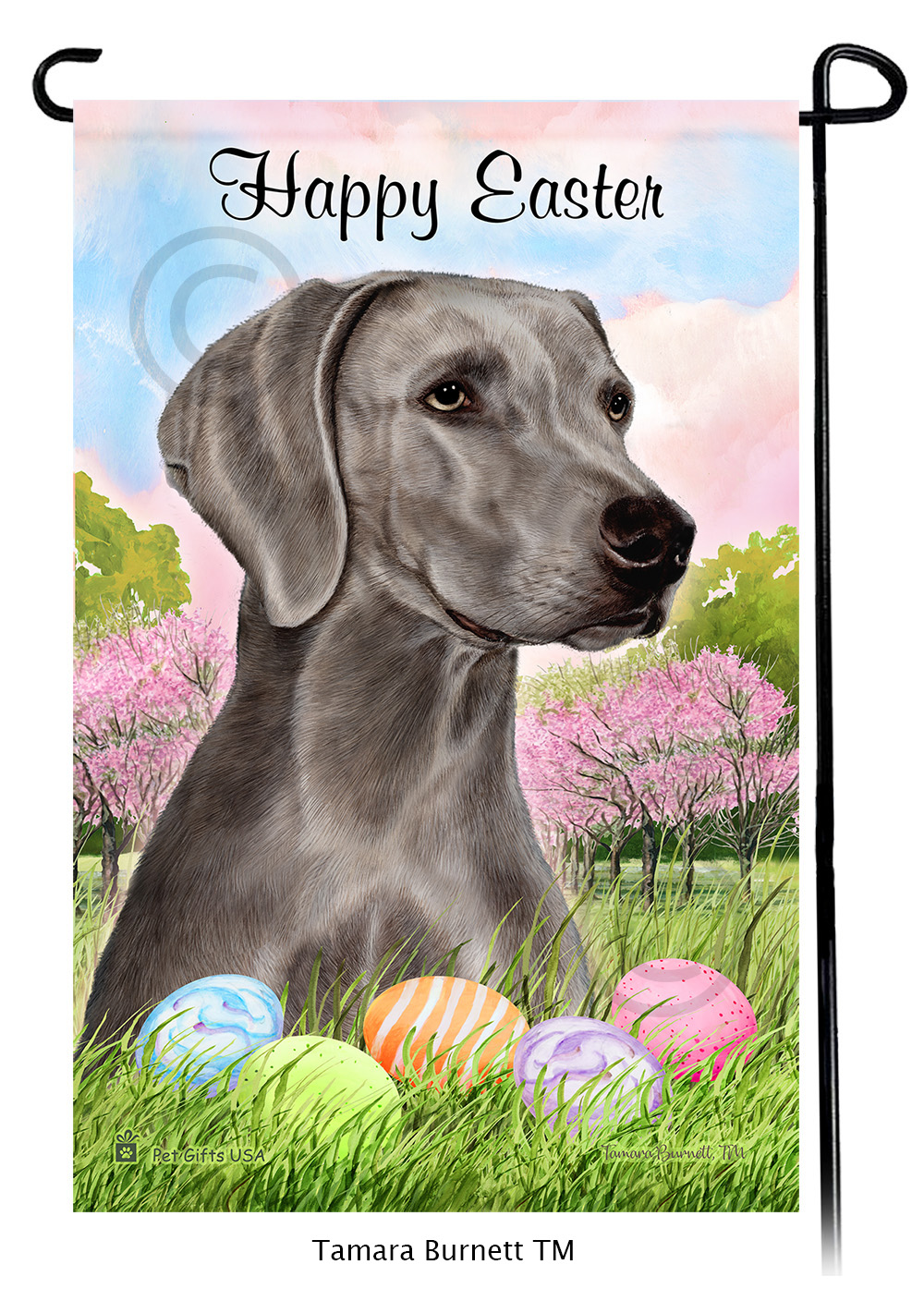 Weimaraner Happy Easter Garden Flag image