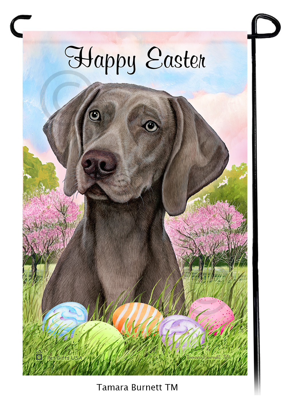 Weimaraner Mouse Grey Happy Easter Garden Flag image