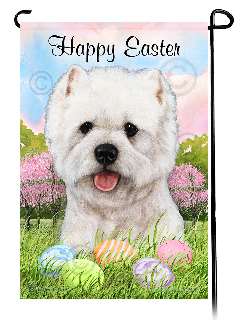 West Highland Terrier Westie White Happy Easter Garden Flag image