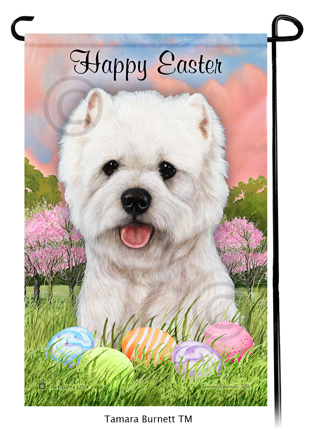 West Highland Terrier Westie White Happy Easter Garden Flag image