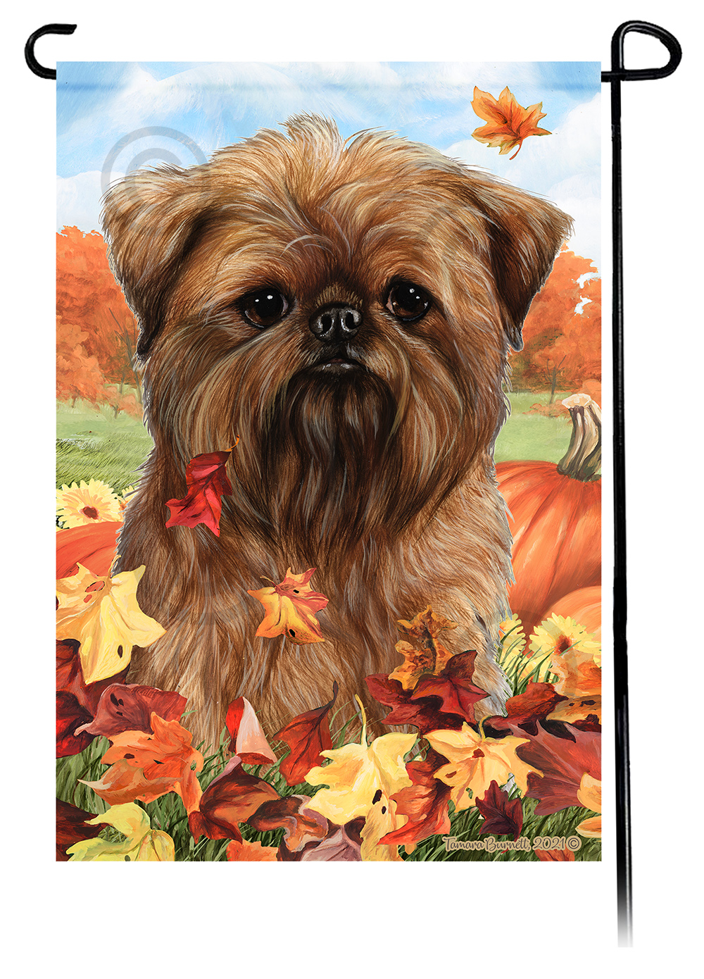 Brussels Griffon Falling Leaves - Garden Flag image
