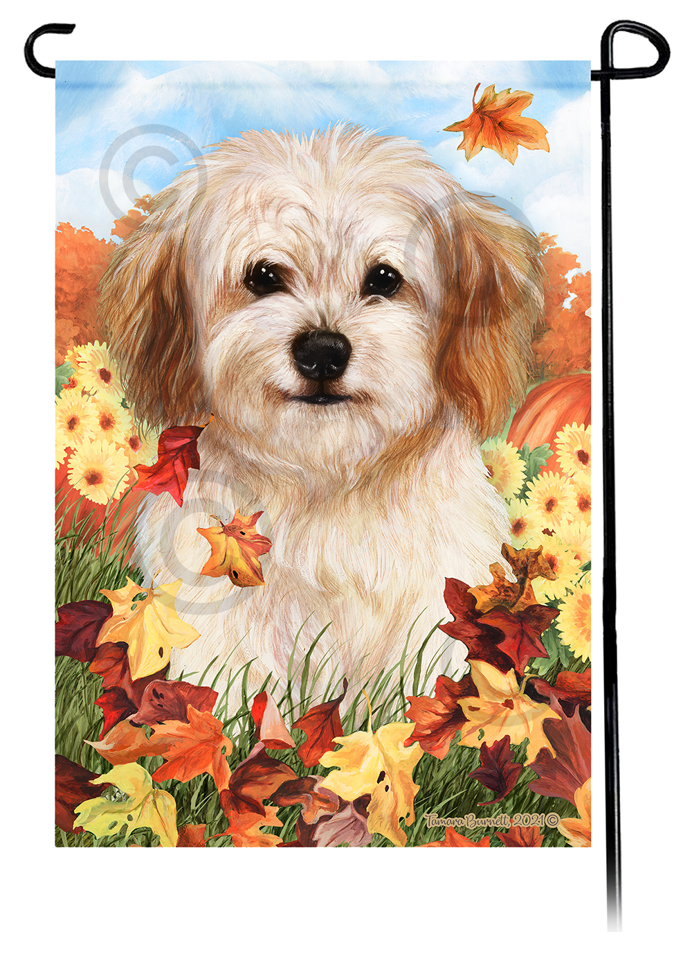 Cavachon Falling Leaves - Garden Flag image