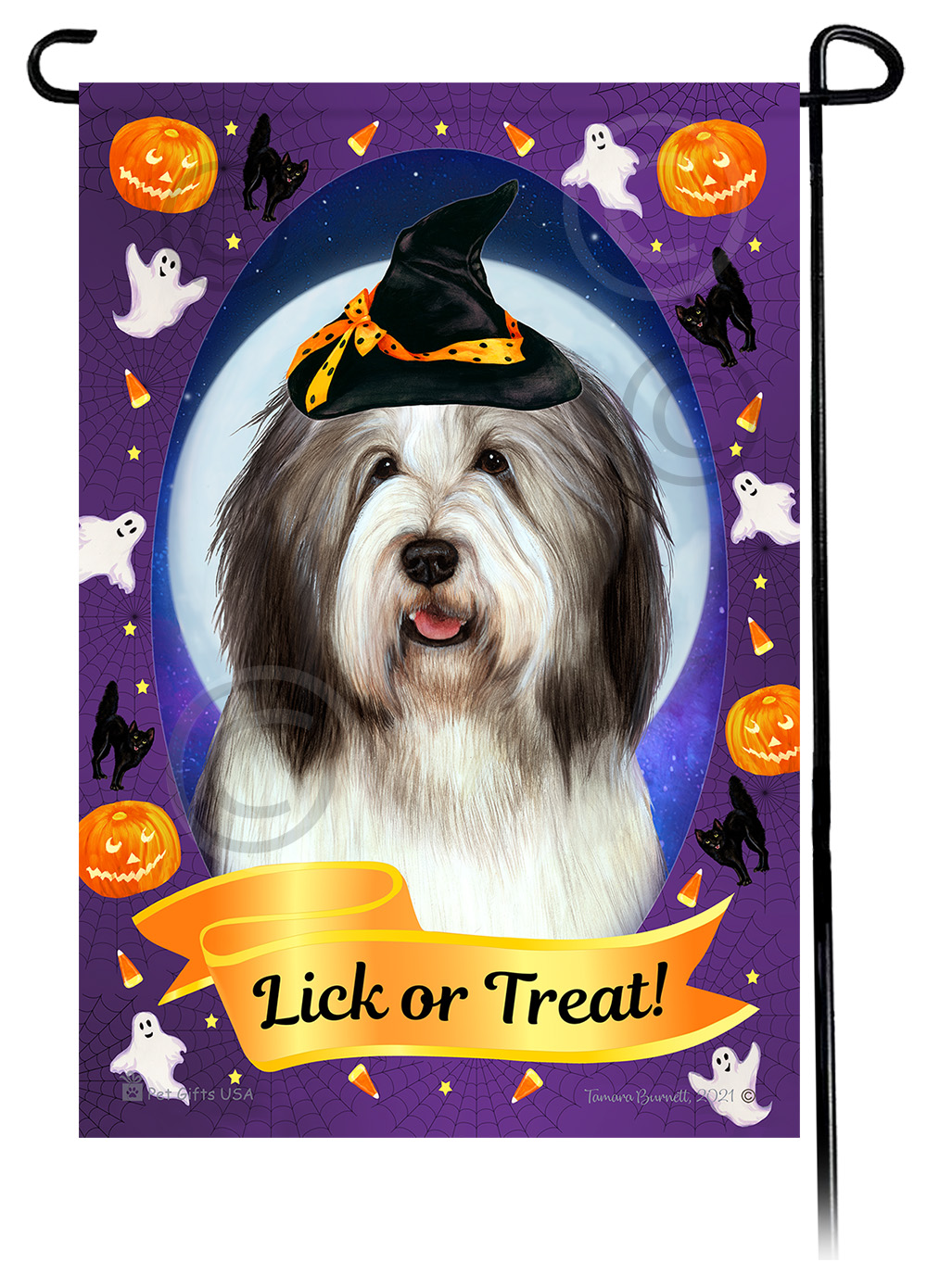 Bearded Collie (Grey And White) - Halloween Howls Garden Flag