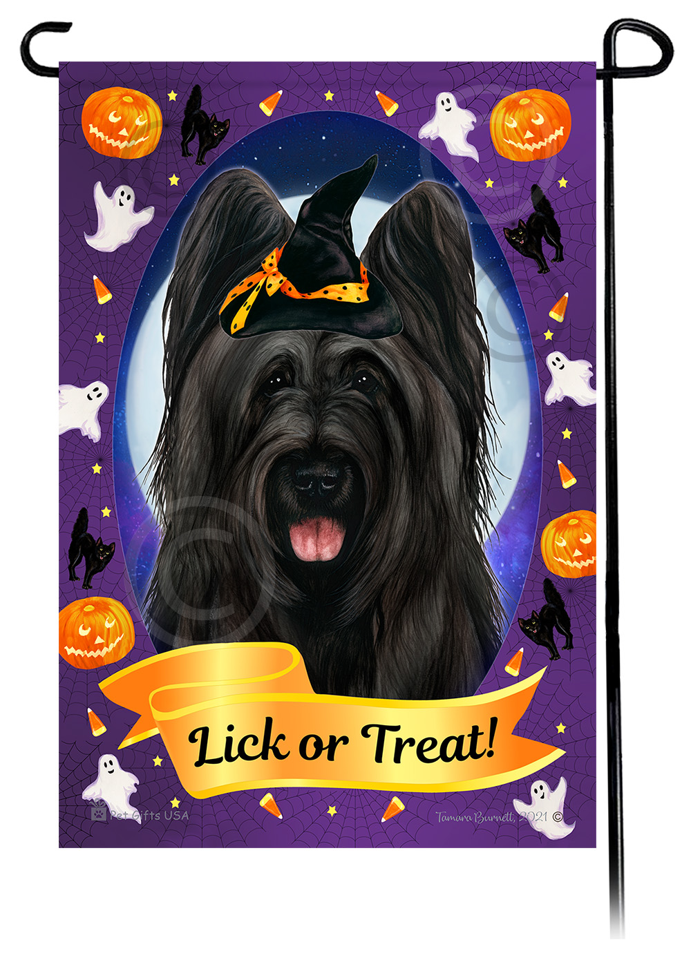 Briard (Black Cropped) - Halloween Howls Garden Flag