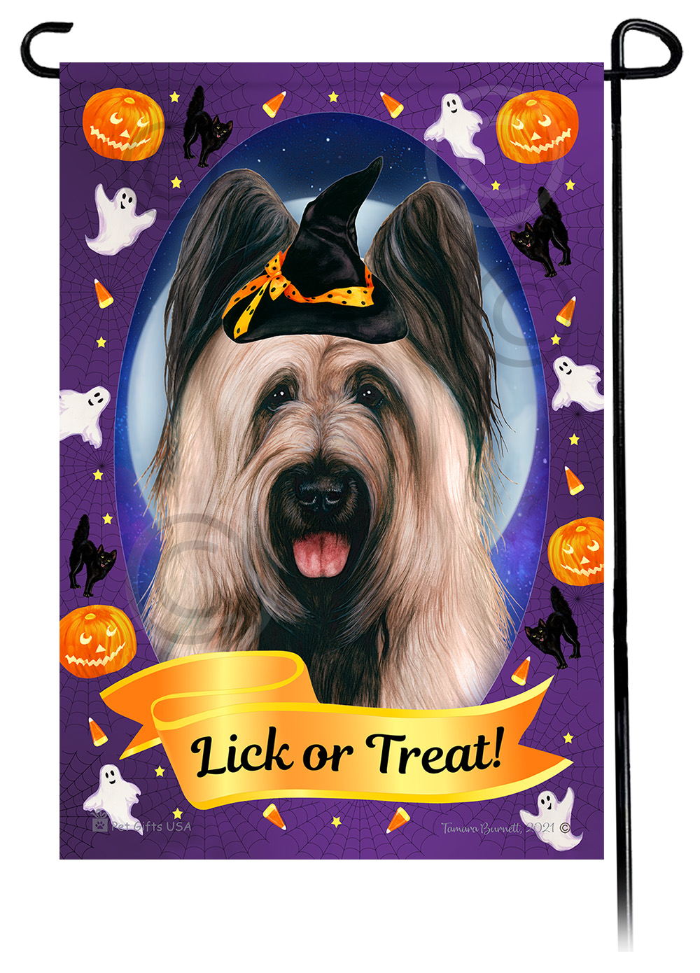 Briard (Light Fawn Cropped) - Halloween Howls Garden Flag