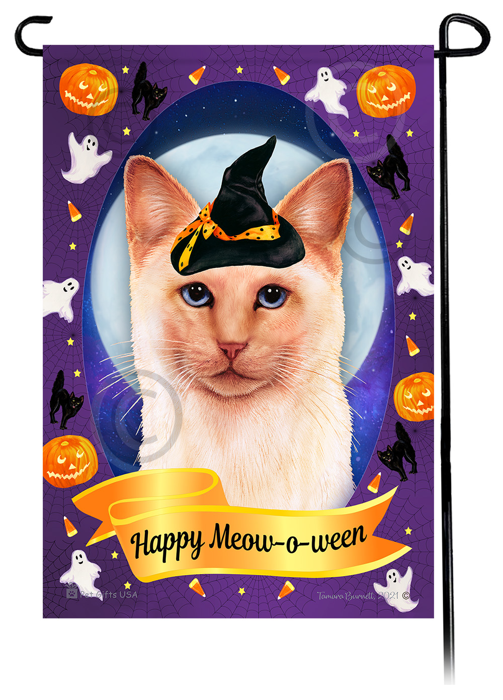 Siamese Cat (Flame Point) - Halloween Howls Garden Flag