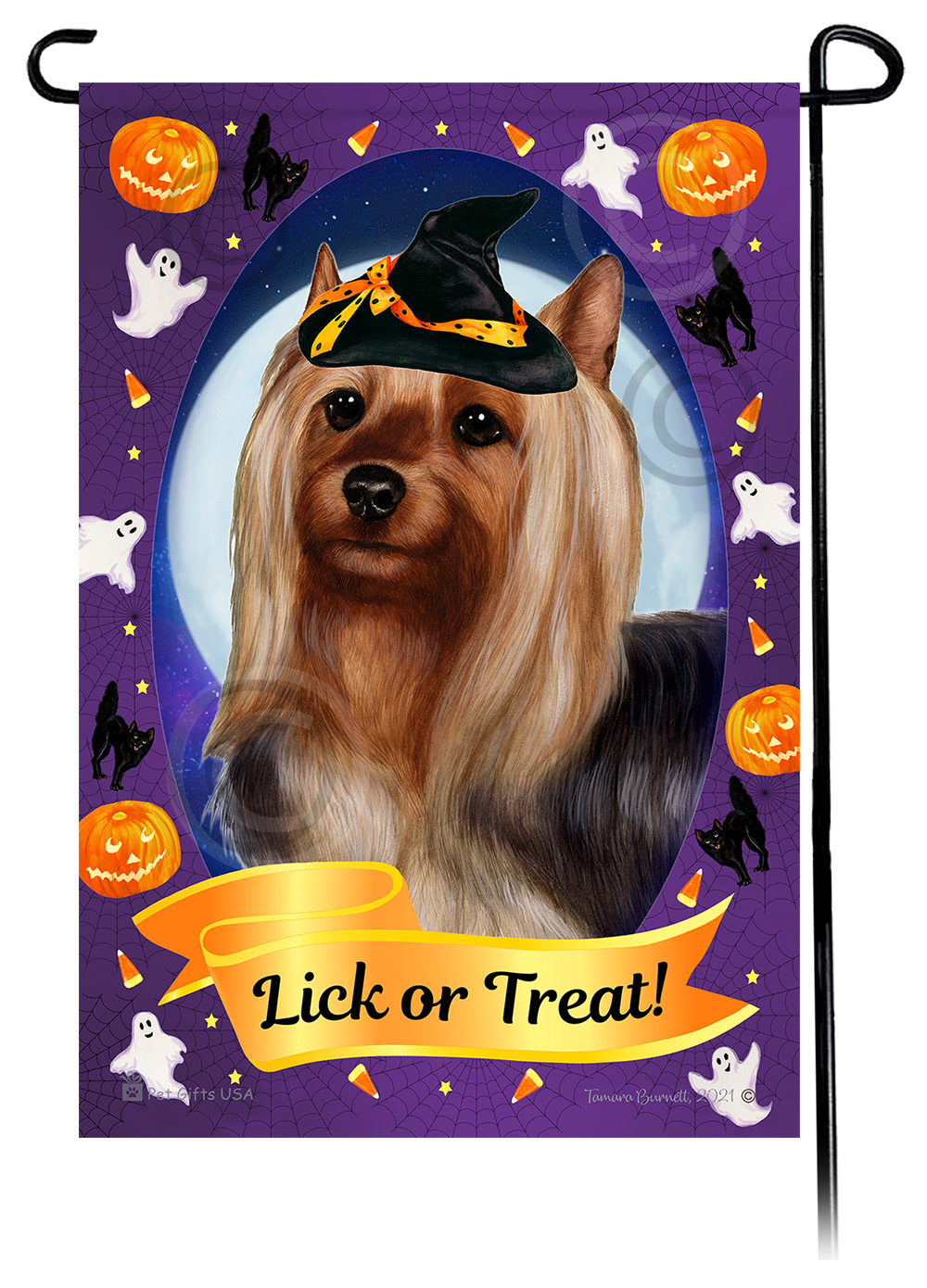 Silky Terrier - Halloween Howls Garden Flag