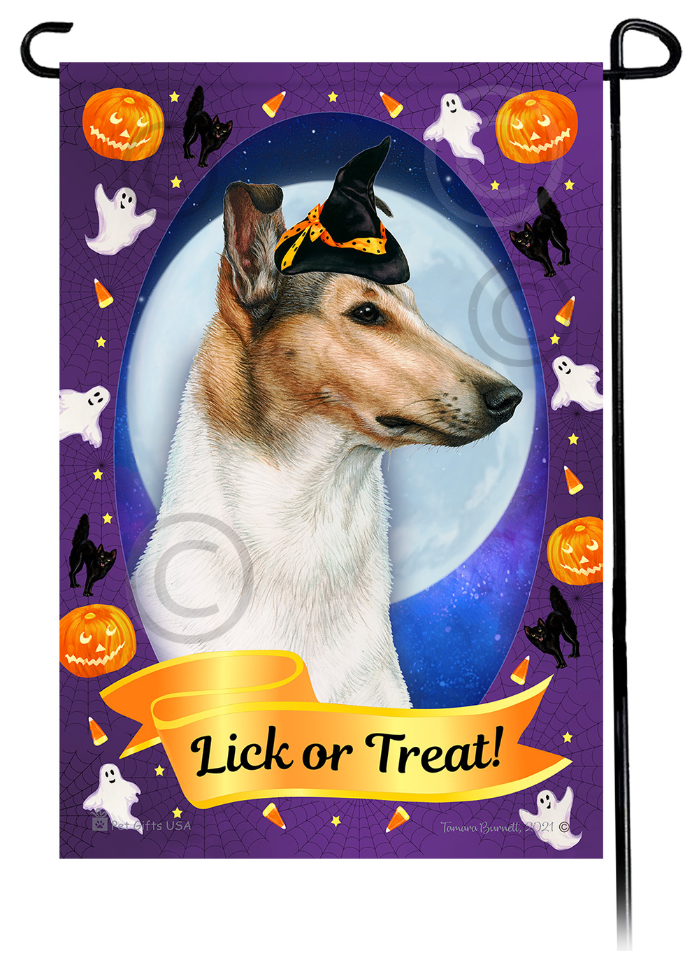 Smooth Collie (Sable And White) - Halloween Howls Garden Flag