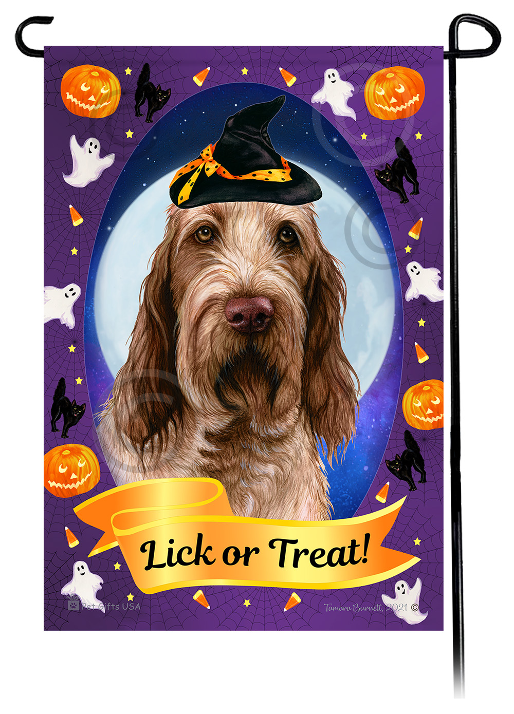 Spinone Italiano (Brown Roan) - Halloween Howls Garden Flag