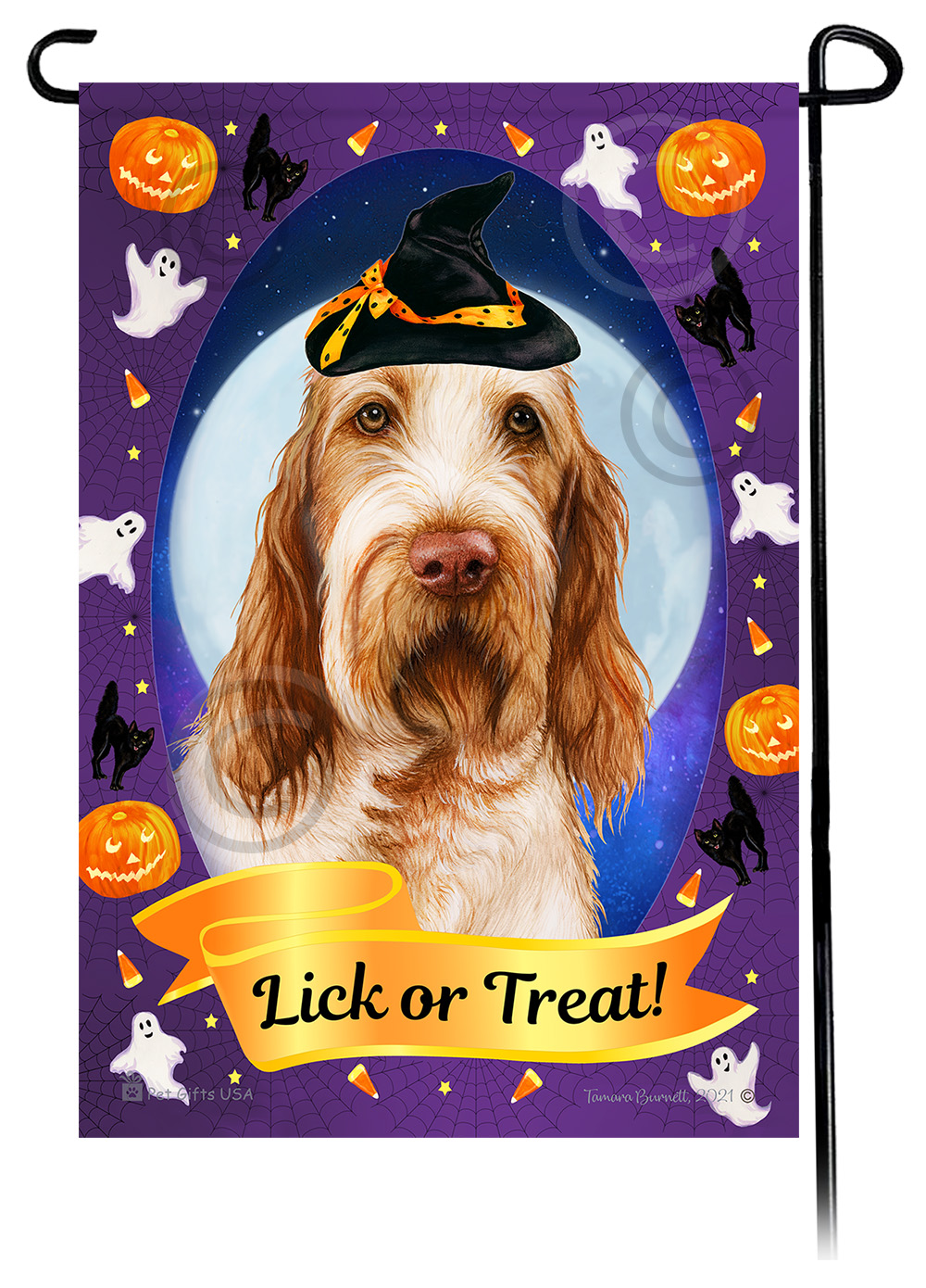 Spinone Italiano (Orange And White) - Halloween Howls Garden Flag