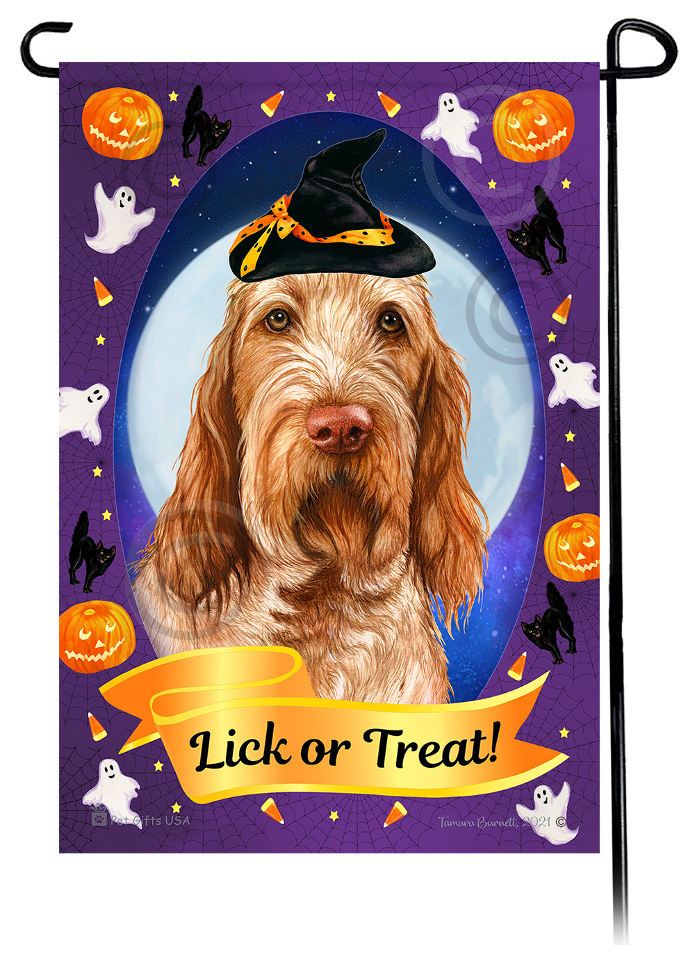 Spinone Italiano (Orange Roan) - Halloween Howls Garden Flag