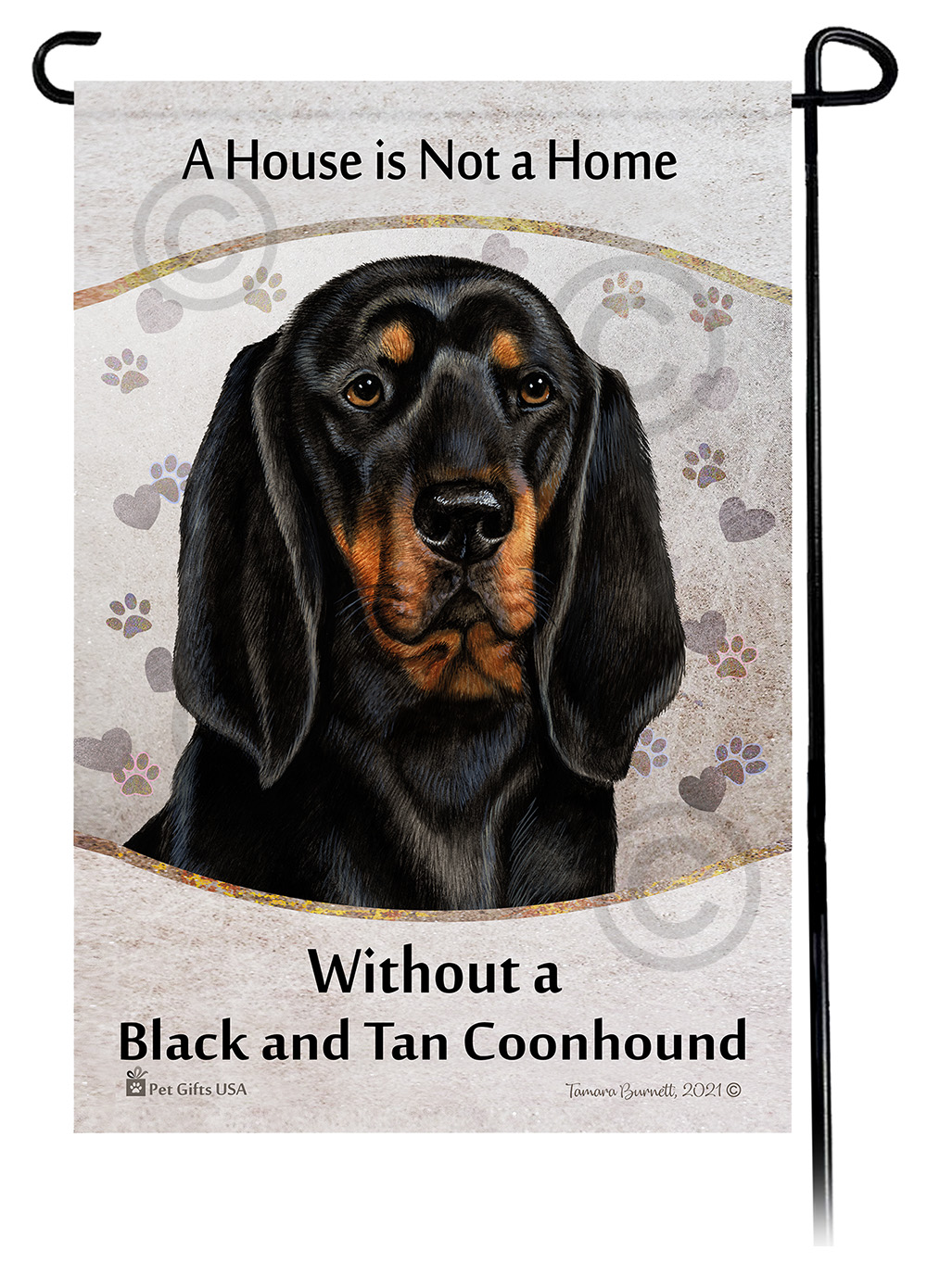 Coonhound Black & Tan A House Is Not A Home - Garden Flag image